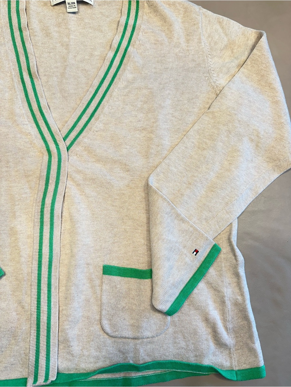 Vintage Tommy Hilfiger Cardigan Premium cotton &cashmere blend size XL relaxed L - Picture 4 of 7